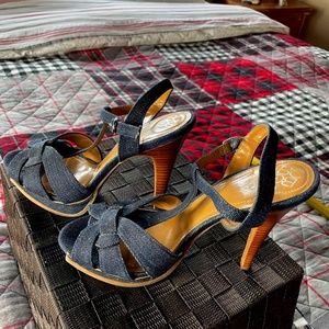 Designer BCBG Denim Platform Sandal Heels